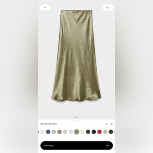Aritzia Olive Green Satin Skirt